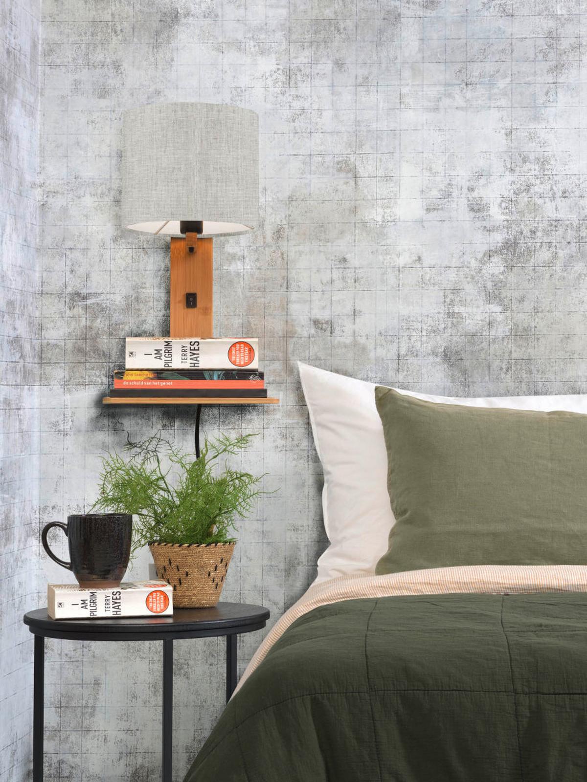 Wandleuchte Andes/w1/n/1815/ll - Naturfarben, Trend, Holz/Textil (19/24/36cm) - Good & Mojo