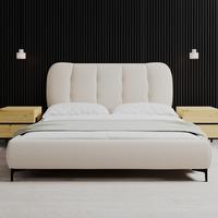 Čalouněná postel GLARIS 160x200 cm, krémová - černá/barvy dubu, Moderní, kov/dřevo (160/200cm) - Bessagi Home