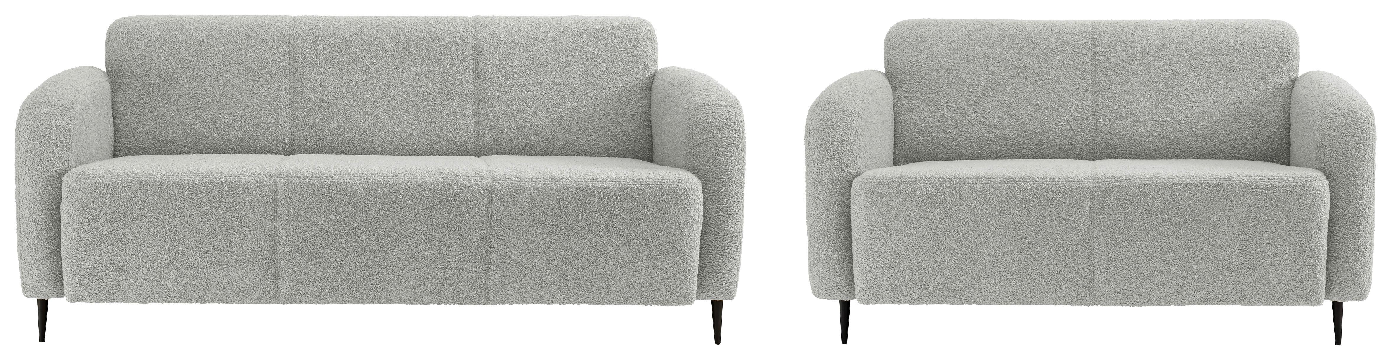 Sitzgarnitur 2-Tlg. Marone Hellgrau - Hellgrau/Schwarz, MODERN, Textil (180/76/90cm) - Livetastic
