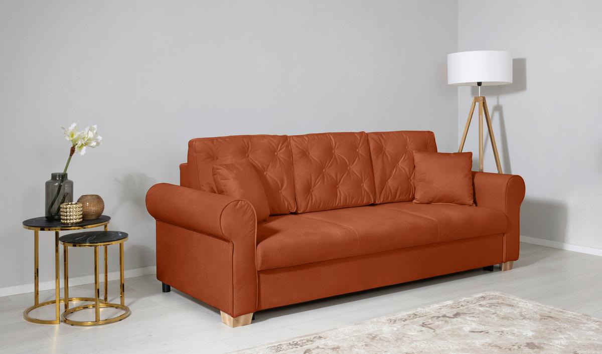 Schlafsofa Arles, Terracotta 39 B: 240 Cm - Buchefarben/Terracotta, Design, Textil (240/94/98cm) - MID.YOU