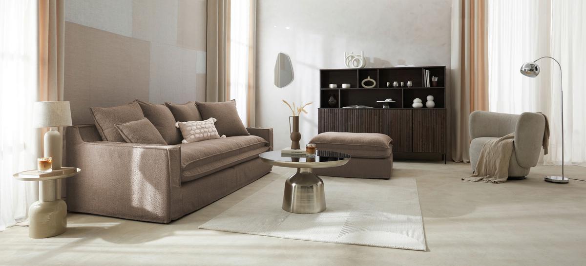 Hocker Aurora - Schwarz/Braun, Trend, Textil (90/46/105cm) - Livetastic