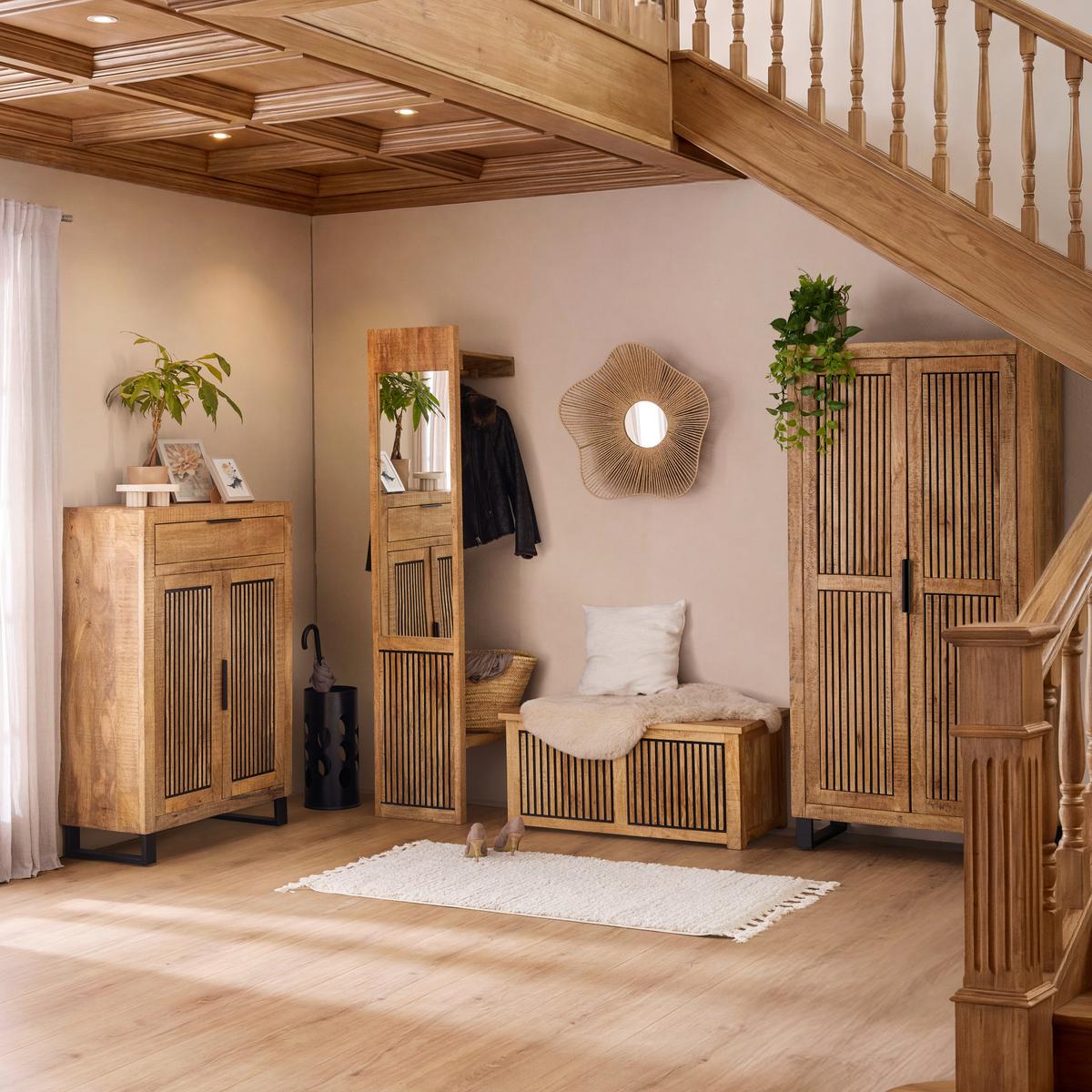 Truhlica EVEREST masív mango - čierna/prírodná farba, Natur, drevo (100/46/50cm) - Mömax