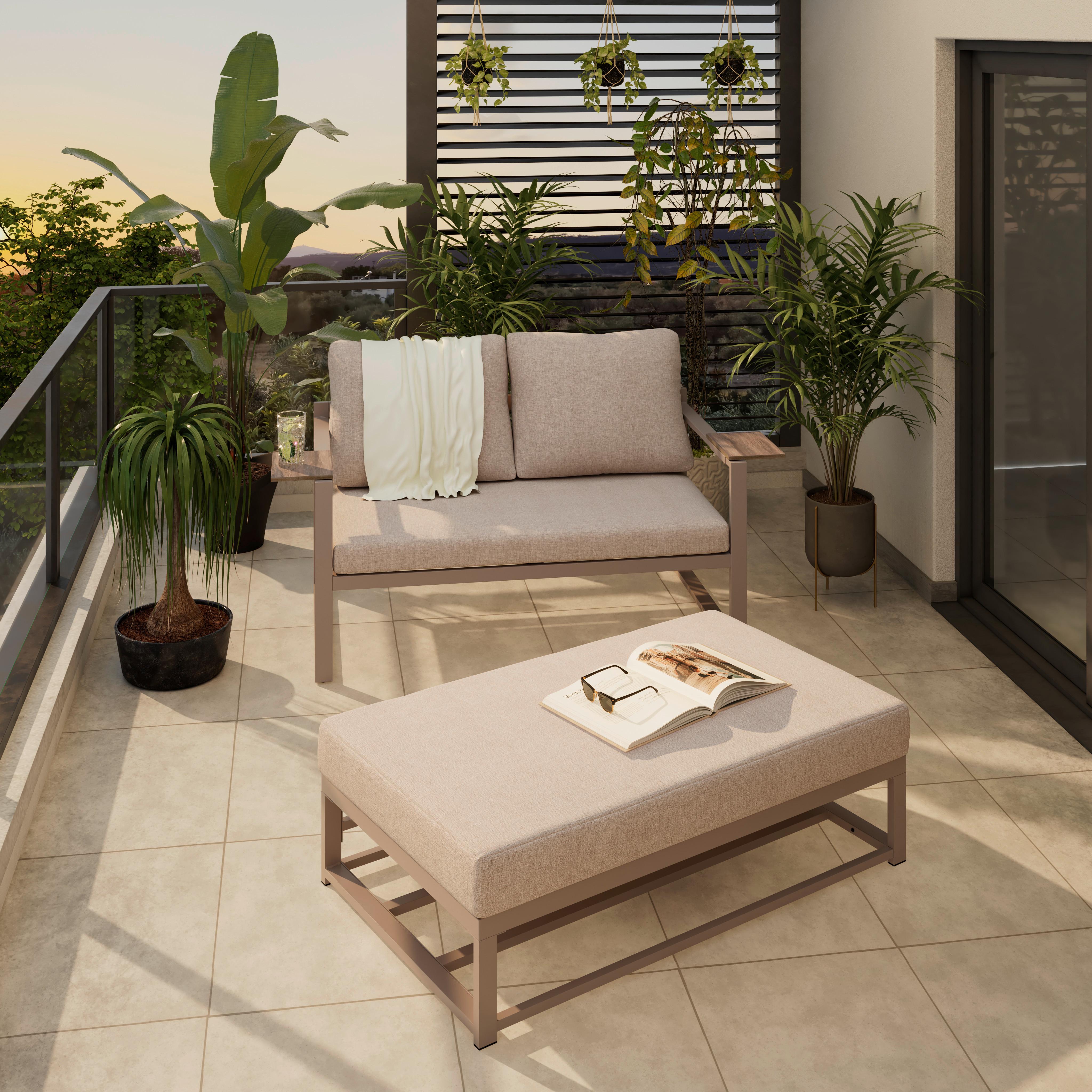 Loungesofa Atlanta - Dunkelgrau/Beige, MODERN, Kunststoff/Textil - Beldano