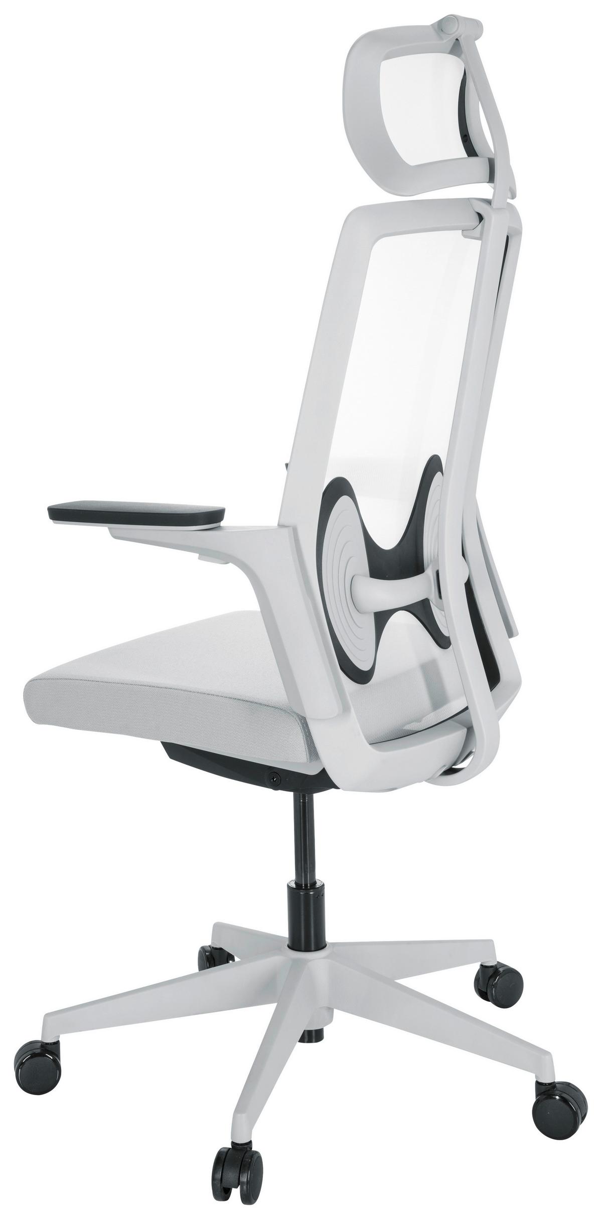 Drehstuhl Arceo W - Weiß/Grau, Basics, Kunststoff/Textil (66/123-139/66cm) - MID.YOU