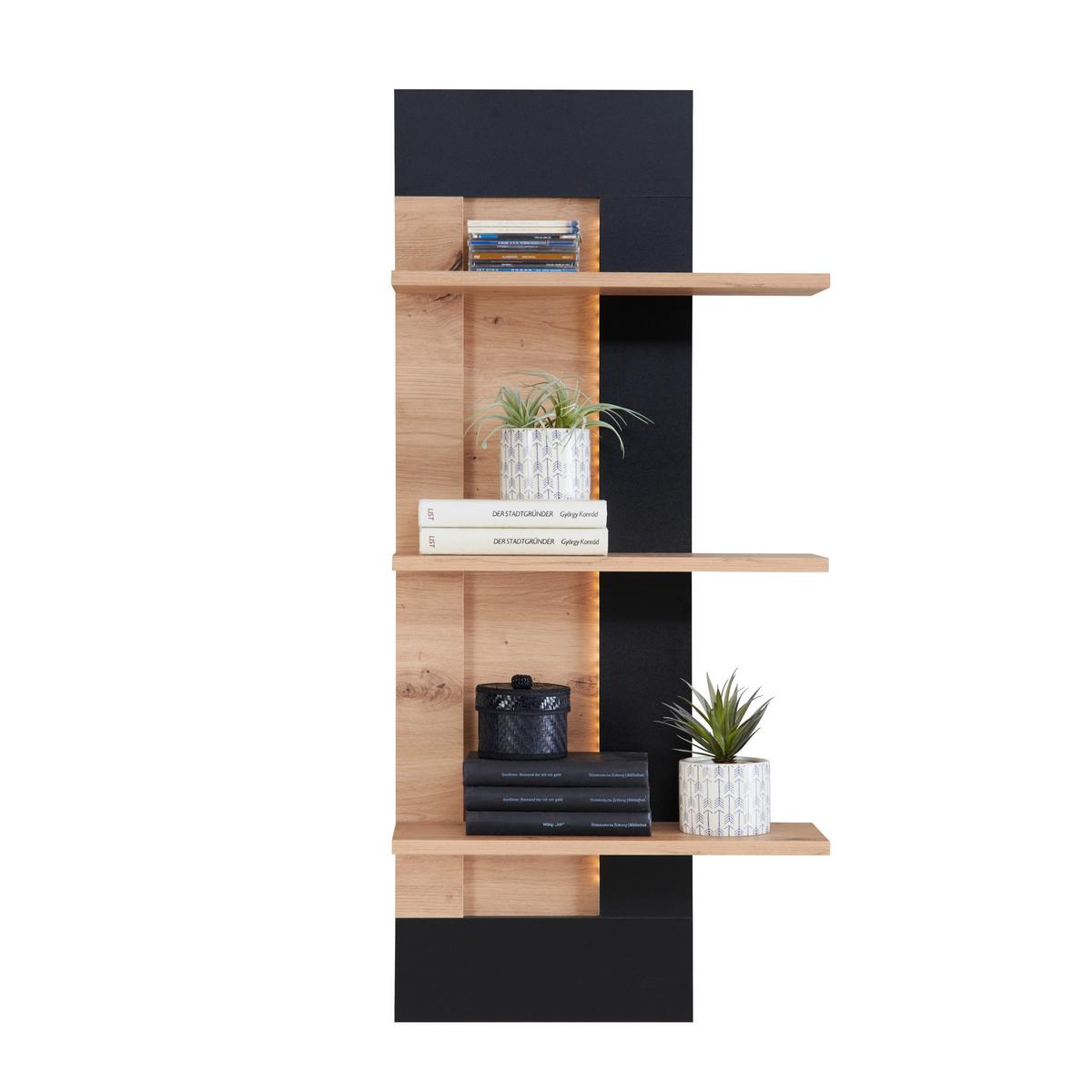 Wandboard Nyon B: 49,1 Cm, Eiche Dekor/schwarz - Fichtefarben/Schwarz, MODERN, Holzwerkstoff (49,1/110/21cm)