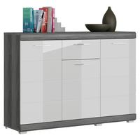 Kommode Scout - Weiß Hochglanz/Dunkelgrau, Design, Holzwerkstoff (120/85/37cm) - MID.YOU