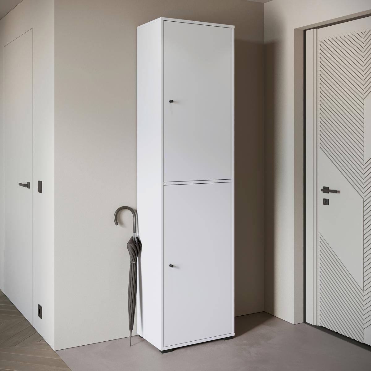 Schuhschrank Dino 026 Weiß B: 50 Cm - Schwarz/Weiß, Basics, Holzwerkstoff (50/190/33cm) - P & B