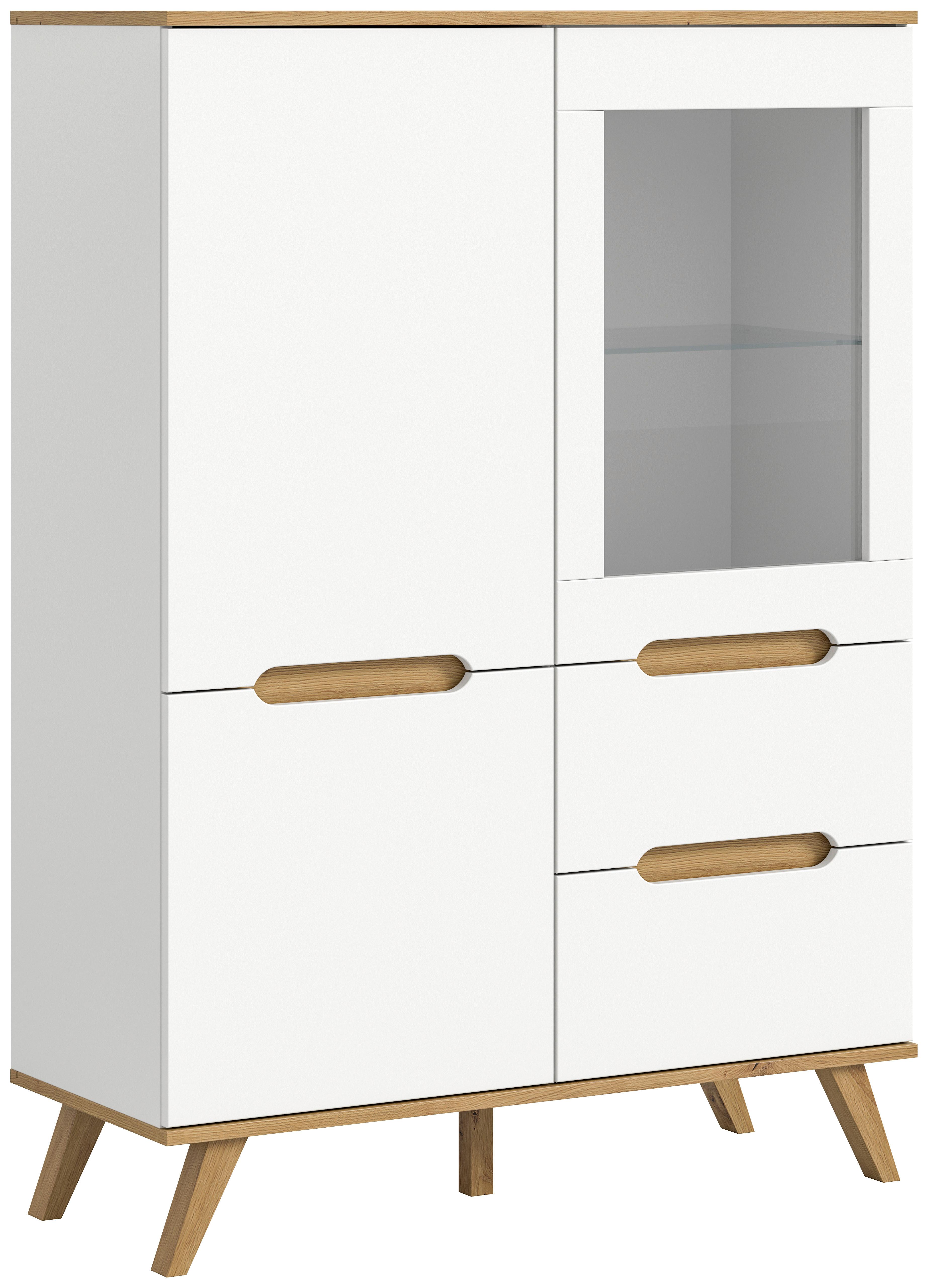 Highboard Stockholm Eichefarben/weiß B: 100 Cm - Eichefarben/Weiß, Design, Holzwerkstoff (100/140/40cm) - MID.YOU