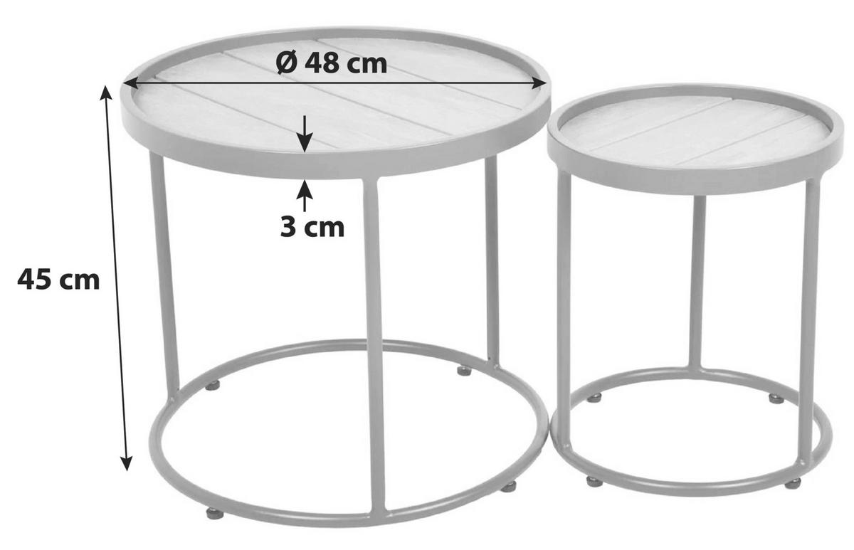 Gartenbeistelltisch Silea - Anthrazit/Braun, Basics, Kunststoff/Metall (48/45/48cm) - Gardenson
