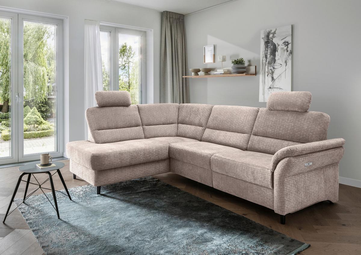 Ecksofa Cavoli Beige Relaxfunktion S: 190x266 cm - Beige/Schwarz, MODERN, Textil (190/266cm) - Livetastic