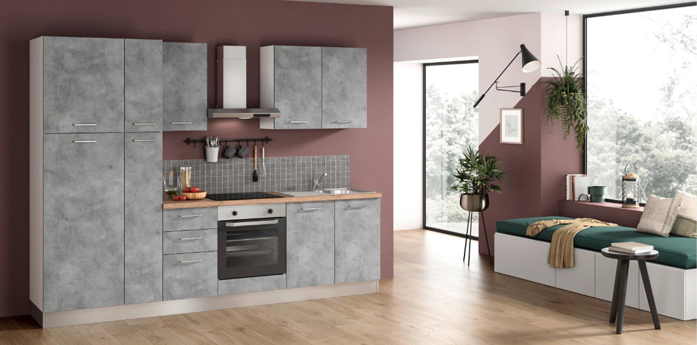 Küchenzeile Aura Mit Kühlschrank 285 cm