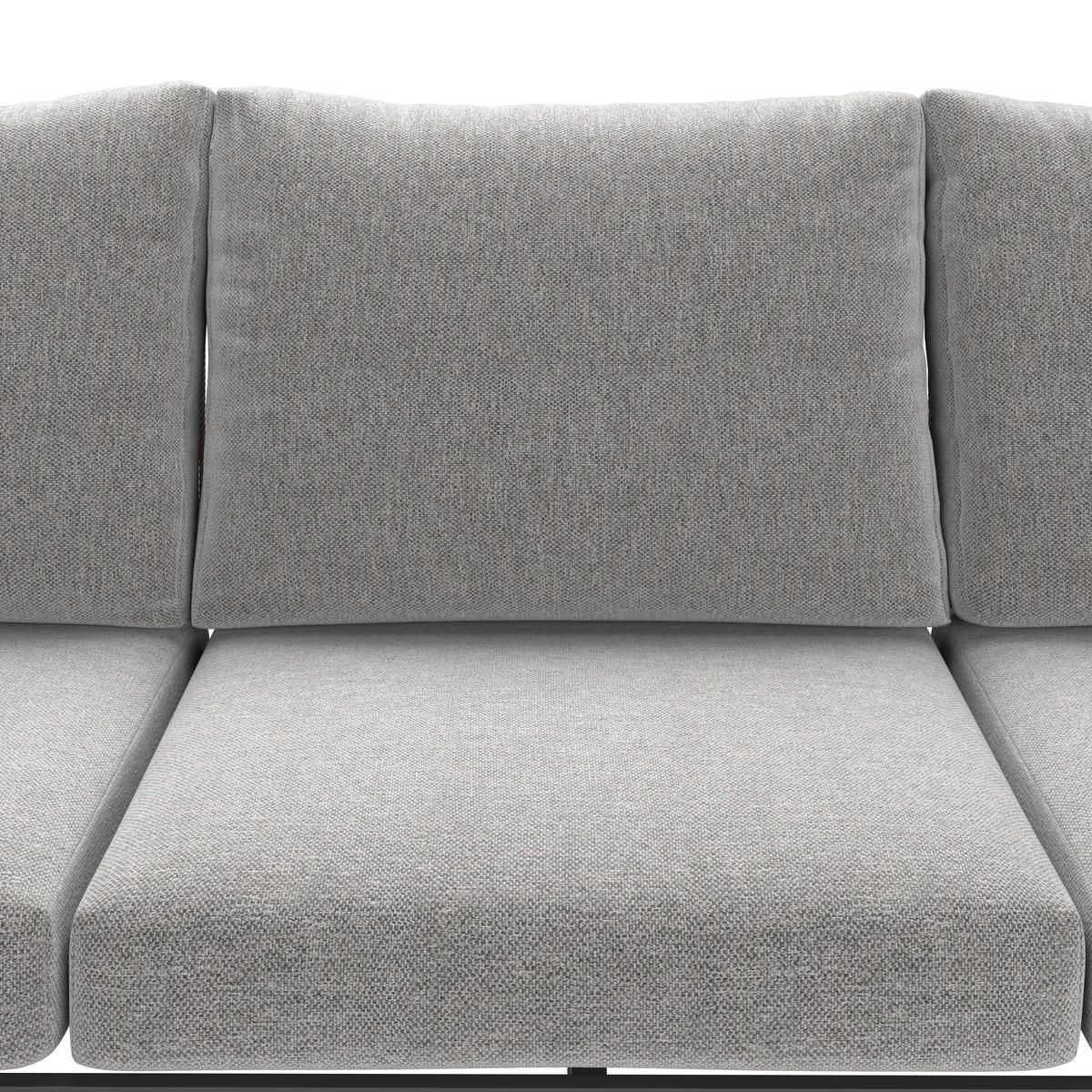 Loungegarnitur Lyon - Dunkelgrau/Beige, MODERN, Glas/Kunststoff (244,50/187cm) - Beldano