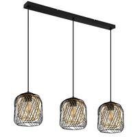 Hängeleuchte Dichti Schwarz Goldfarben L: 84 cm - Goldfarben/Schwarz, Basics, Kunststoff/Metall (84/18/150cm) - Globo