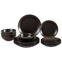 12 dielny jedálenský servis INDUSTRIAL čierna/zlatá - čierna, Konventionell, keramika - Creatable