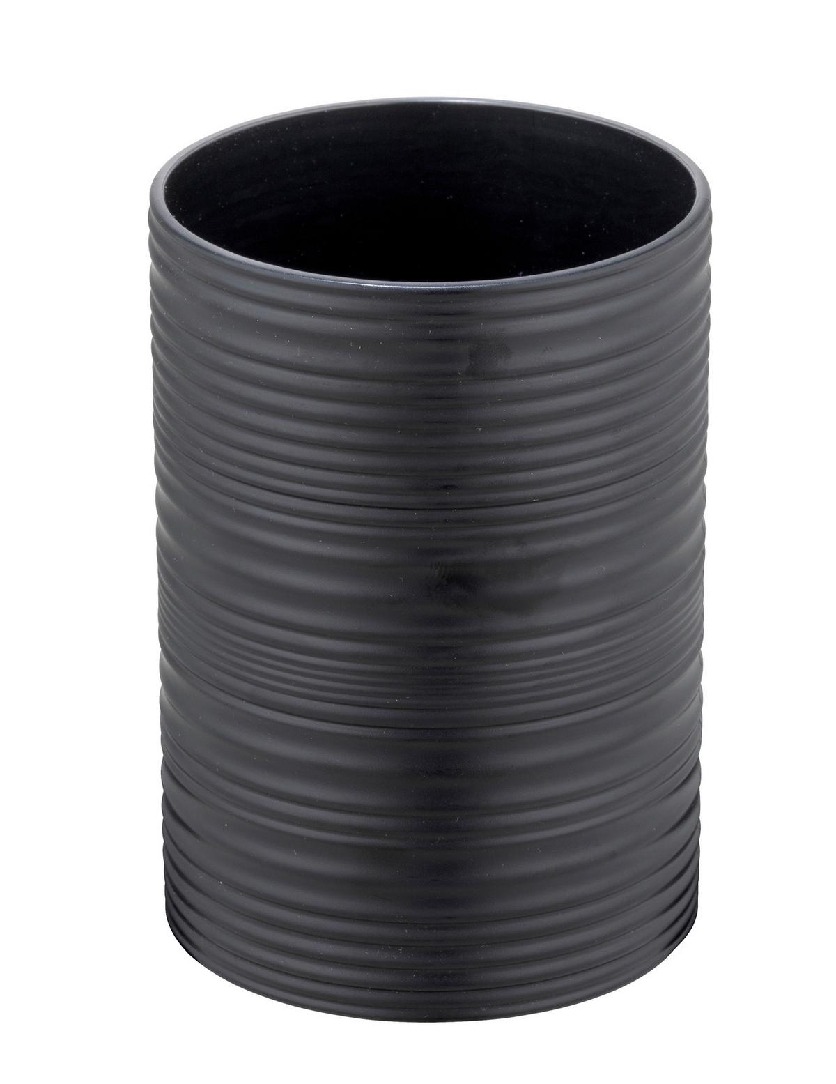 Zahnputzbecher Lyon Schwarz B: 7,5 cm - Schwarz, Trend, Kunststoff (7,5/10,5/7,5cm)