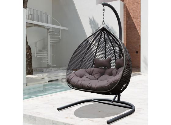 Xxl Závesné Kreslo Bari Vrátane Vankúšov - tmavosivá, Moderný, umelá hmota/kov (130/201/116cm) - Modern Living Xxl Závesné Kreslo Bari Vrátane Vankúšov - tmavosivá, Moderný, umelá hmota/kov (130/201/116cm) - Modern Living
