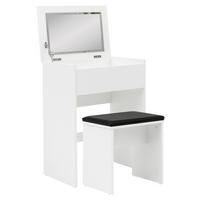Schminktisch Weiß B: 60 cm Mit Spiegel + Hocker, Aufklappbar - Weiß, KONVENTIONELL, Holzwerkstoff (60/81/40cm) - MID.YOU