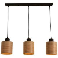 Závěsné svítidlo Bulgi - černá/barvy dubu, Konvenční, kov/dřevo (75/15/120cm) - Modern Living