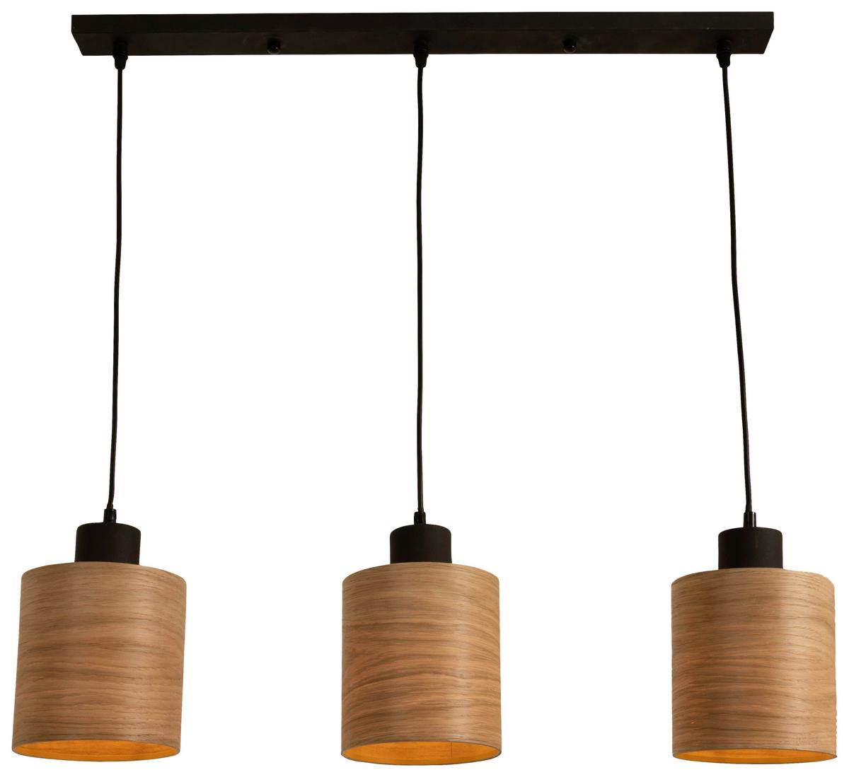 Závěsné svítidlo Bulgi - černá/barvy dubu, Konvenční, kov/dřevo (75/15/120cm) - Modern Living