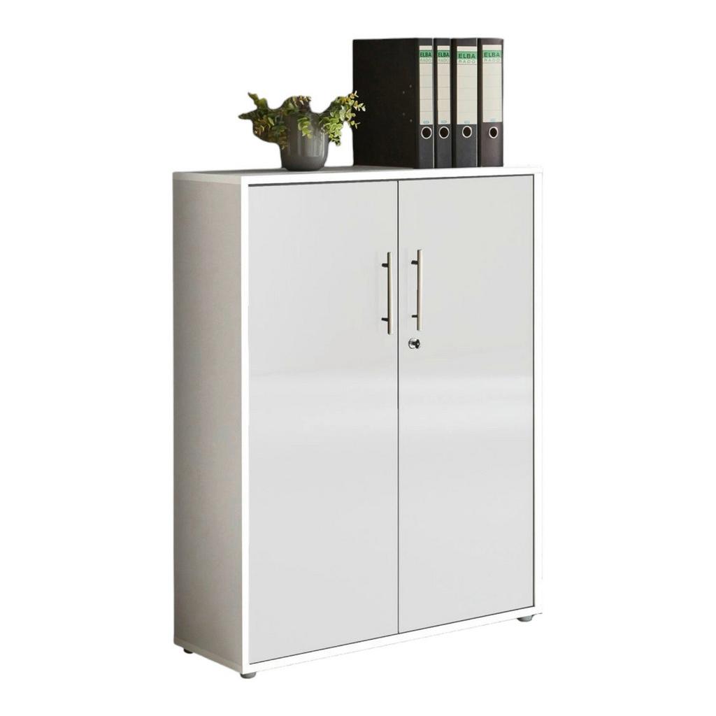 Aktenschrank Office Edition Weiß, Weiß Hochglanz B: 84,4cm