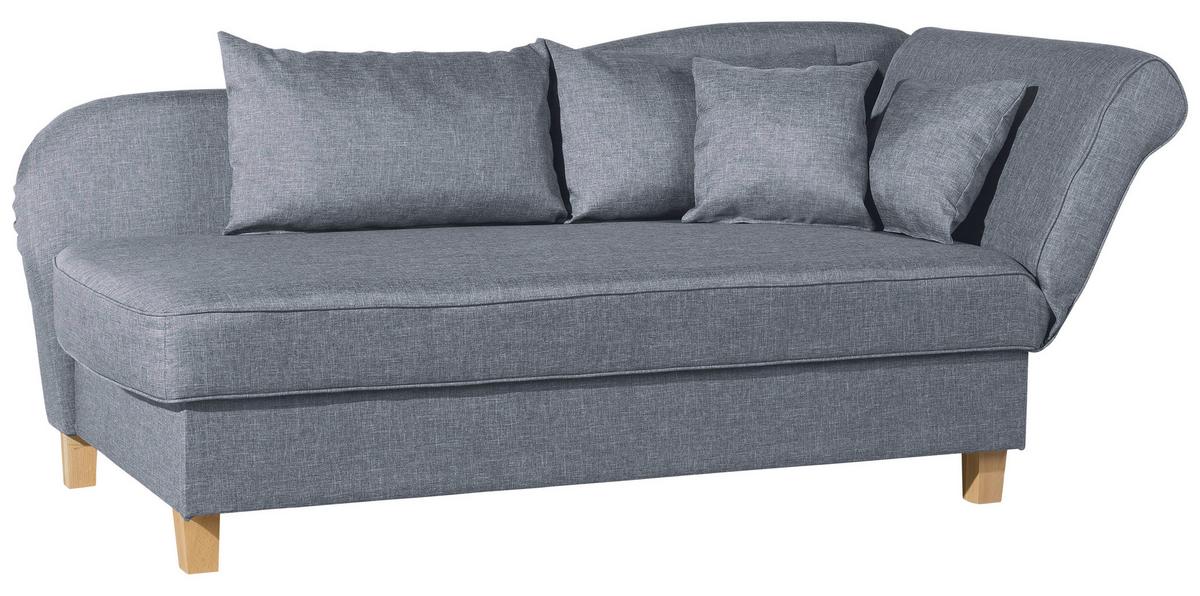 Recamiere Selma Blau Rechts mit Bettkasten+schlaffunktion - Blau/Buchefarben, Design, Textil (190/88/82cm) - Max Winzer