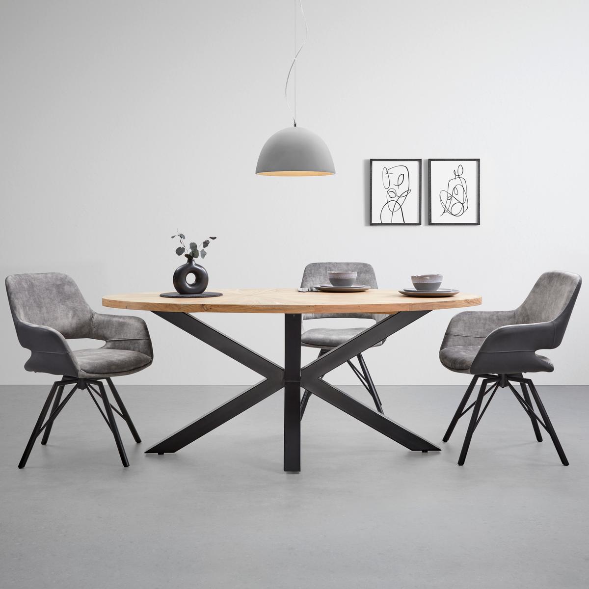 Jedálenský stôl ORBIT akácia masív 180x100cm - čierna/farba akácie, Design, kov/drevo (180/76/100cm) - Zandiara