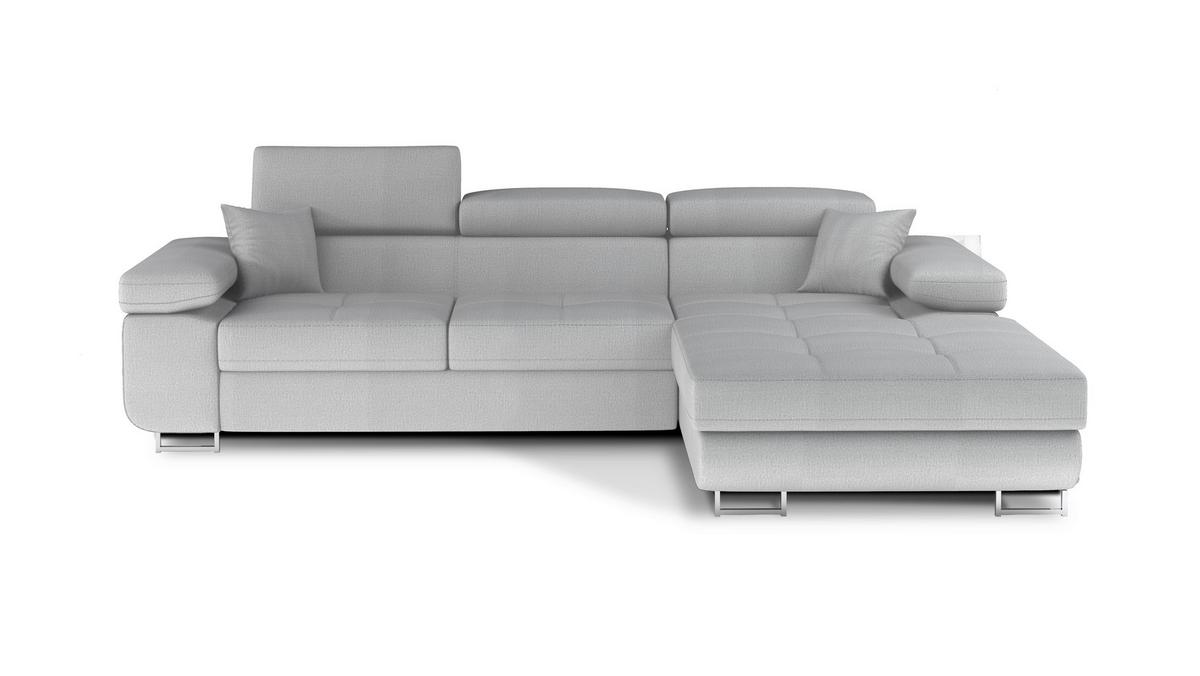 Ecksofa Armando Hellgrau S: 289x203 Cm - Chromfarben/Hellgrau, Design, Textil (289/203cm) - MID.YOU