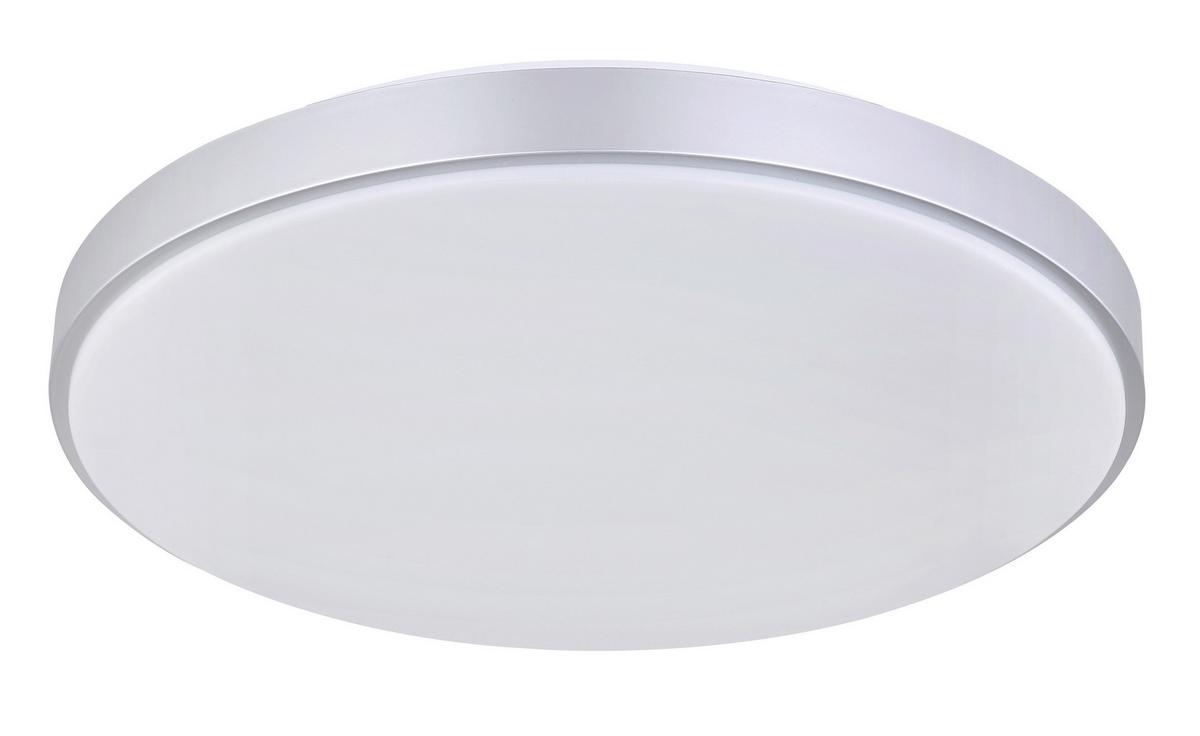 Led-deckenleuchte Ø 41 Cm Mit Farbtemperaturwechsler - Silberfarben/Opal, Basics, Kunststoff/Metall (41/6cm) - Globo
