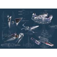 Fototapete Star Wars Blueprint Dark - Blau/Grau, Trend, Textil (400/280cm)