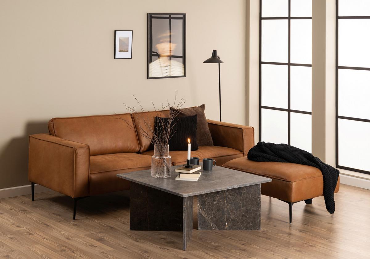 Couchtisch Vega - Schwarz/Braun, Design, Stein (90/90/42cm) - Livetastic