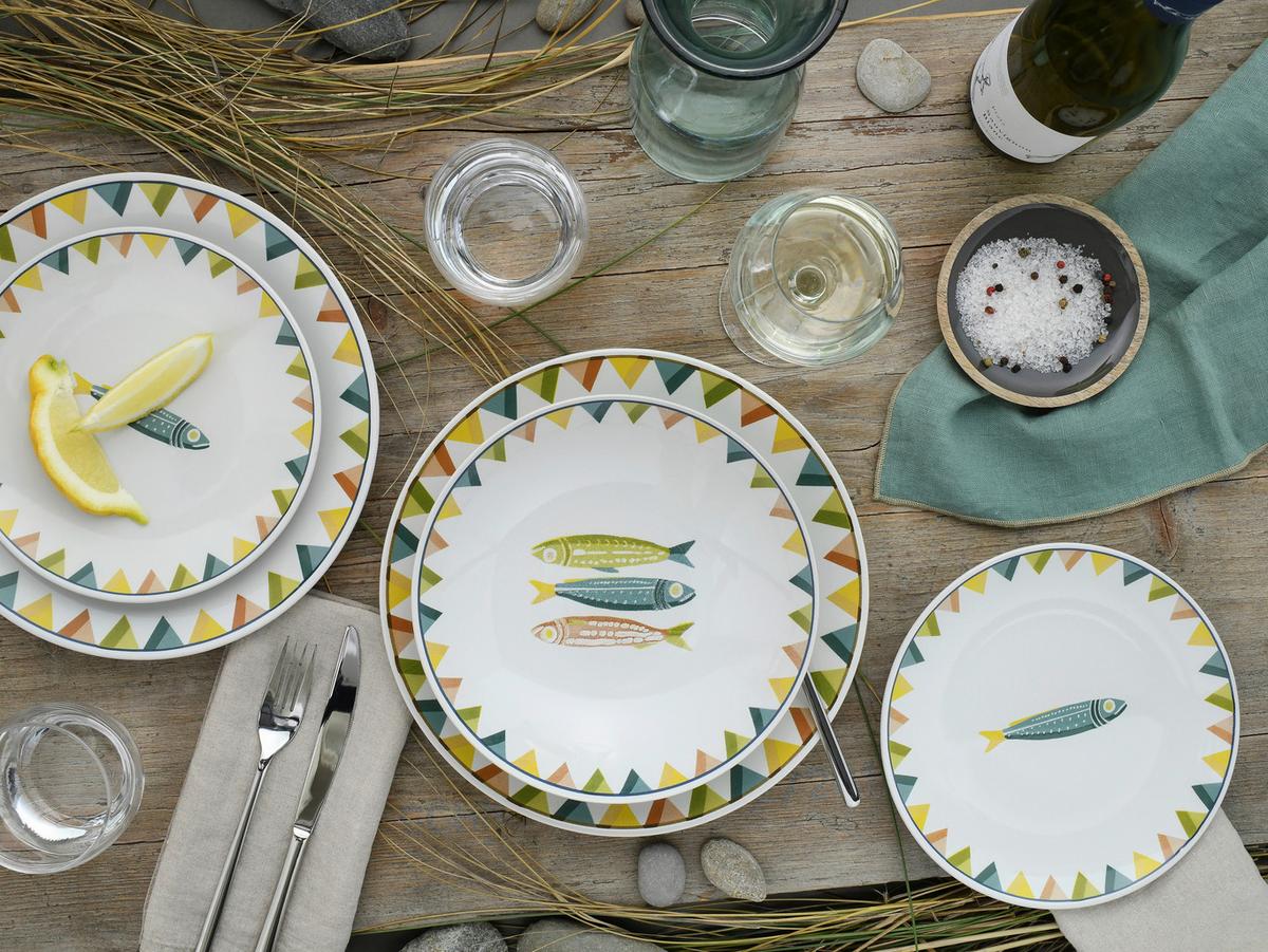 Tafelservice Sardinhas Steinzeug, 12 -Teilig. - Multicolor, Basics, Keramik - Creatable