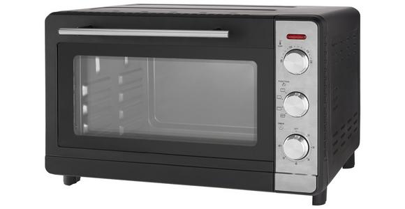 Mini-Backofen Toni Schwarz 1500 W + Backblech, Grillrost - Edelstahlfarben/Schwarz, Basics, Glas/Kunststoff (50,1/34,5/32,6cm) - Bono