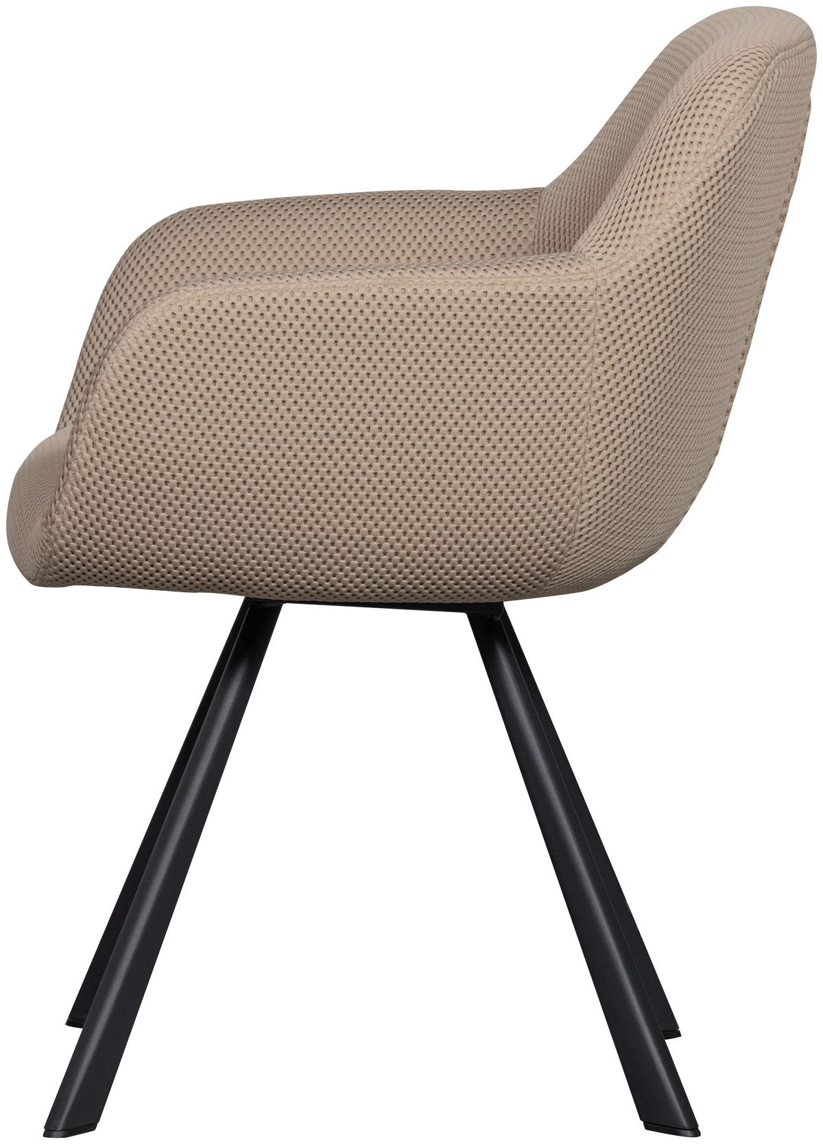 Armlehnstuhl Juno Naturfarben B: 58 cm - Schwarz/Naturfarben, Design, Textil/Metall (58/79/58cm) - Livetastic