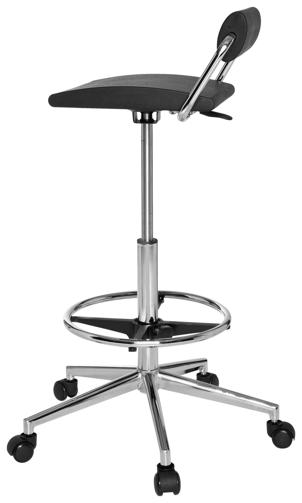 Bürohocker Top Work 28 Höhenverstellbar Schwarz - Schwarz, MODERN, Kunststoff/Metall (62/80/62cm) - MID.YOU