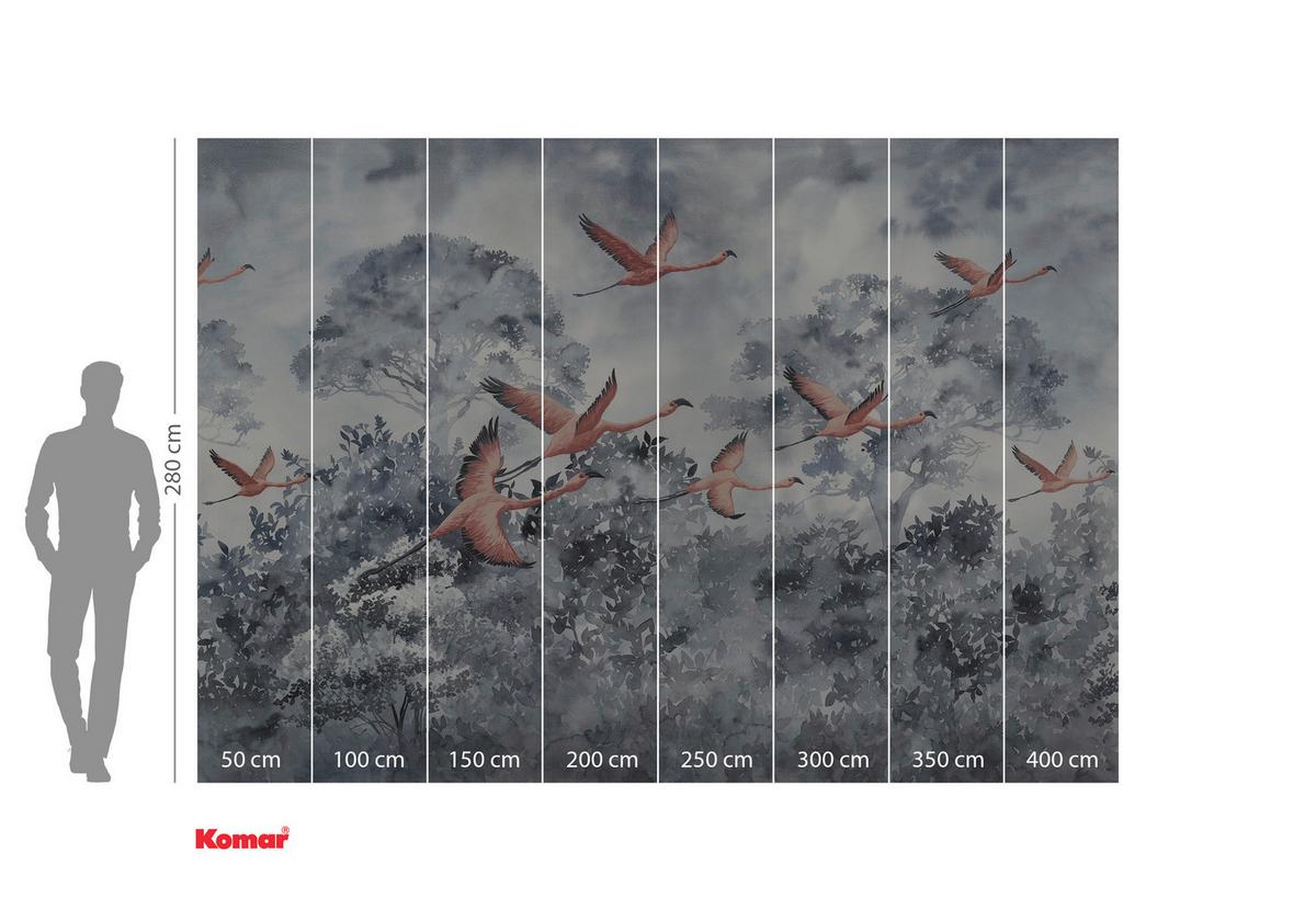 Fototapete Flamingos In The Sky - Multicolor, Trend, Papier (400/280cm) - Komar