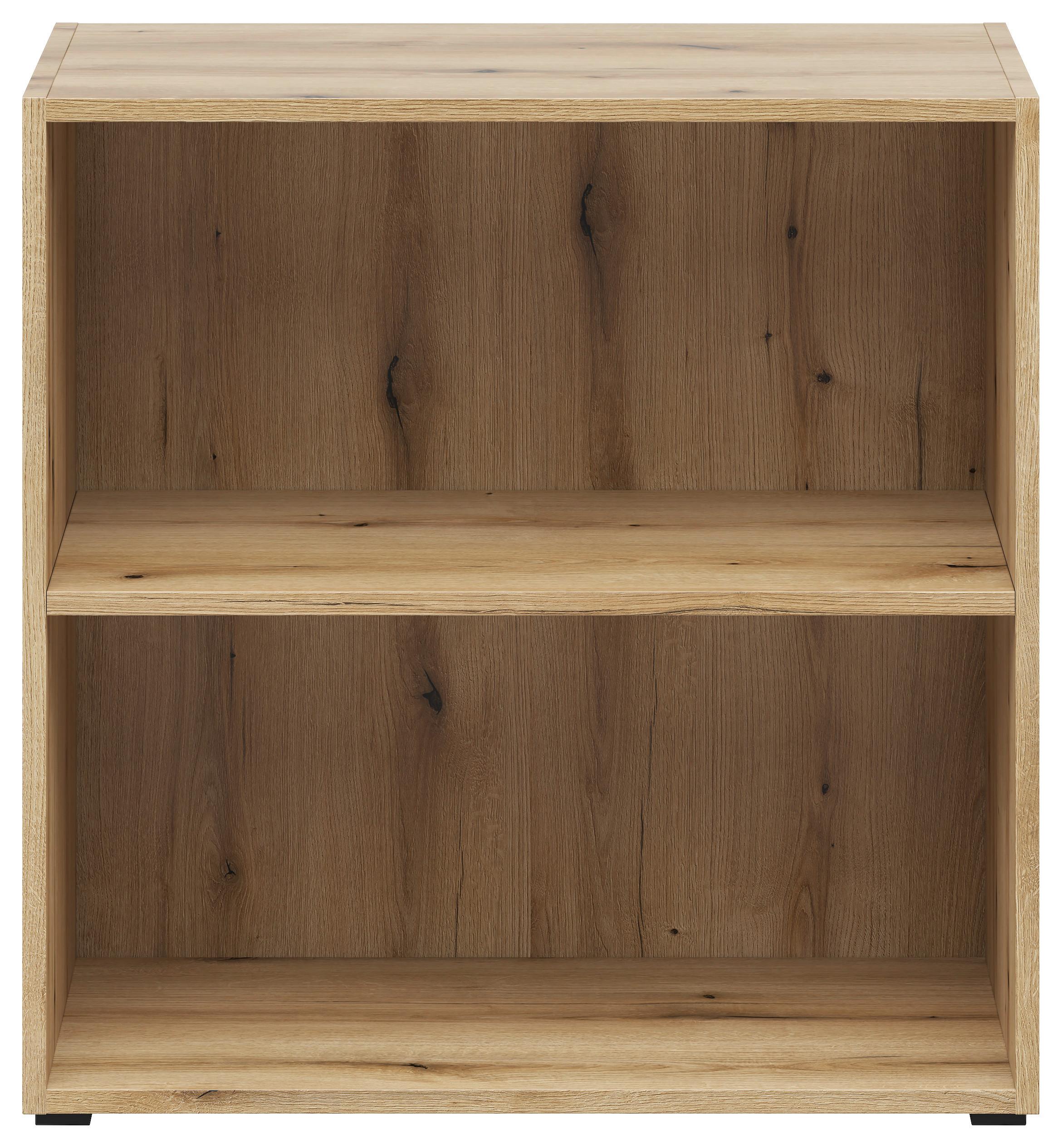 Regal 2 Fächer, B: 64 cm Sixty-Four, Eichefarben - Eichefarben/Schwarz, Trend, Holzwerkstoff (64/64/35cm)