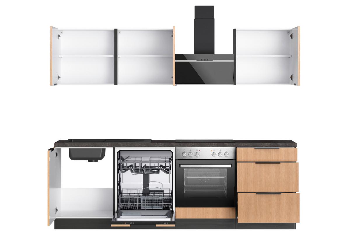 Küchenblock Glasgow Eichefarben/graphit B: 240 Cm - Eichefarben/Graphitfarben, LIFESTYLE, Holzwerkstoff (240cm) - Held