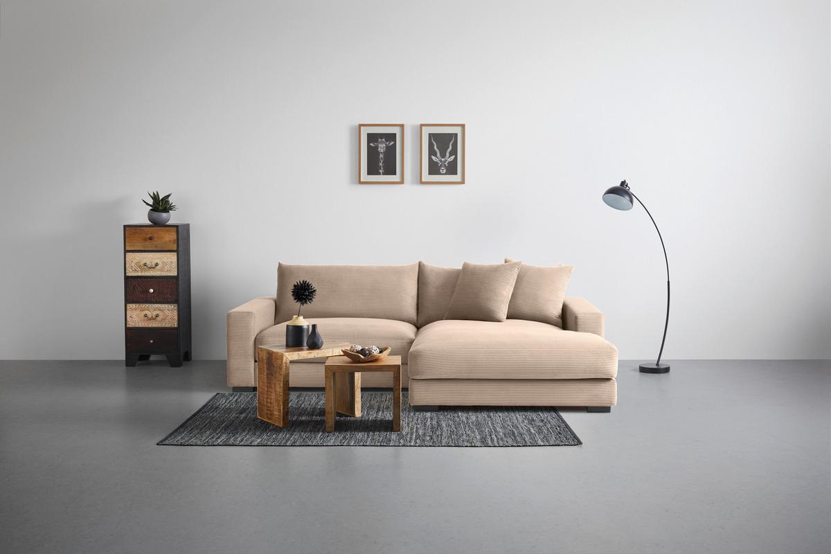 Rohová sedačka PEDRO, pravá, karamelový menčester - karamelová, Modern, textil (265/180cm) - Mömax