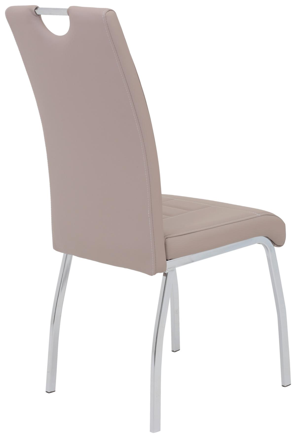 Esszimmerstuhl Andrea S Cappuccino Gepolstert 2er-Set - Chromfarben/Weiß, MODERN, Textil/Metall (43/100/64cm) - MID.YOU