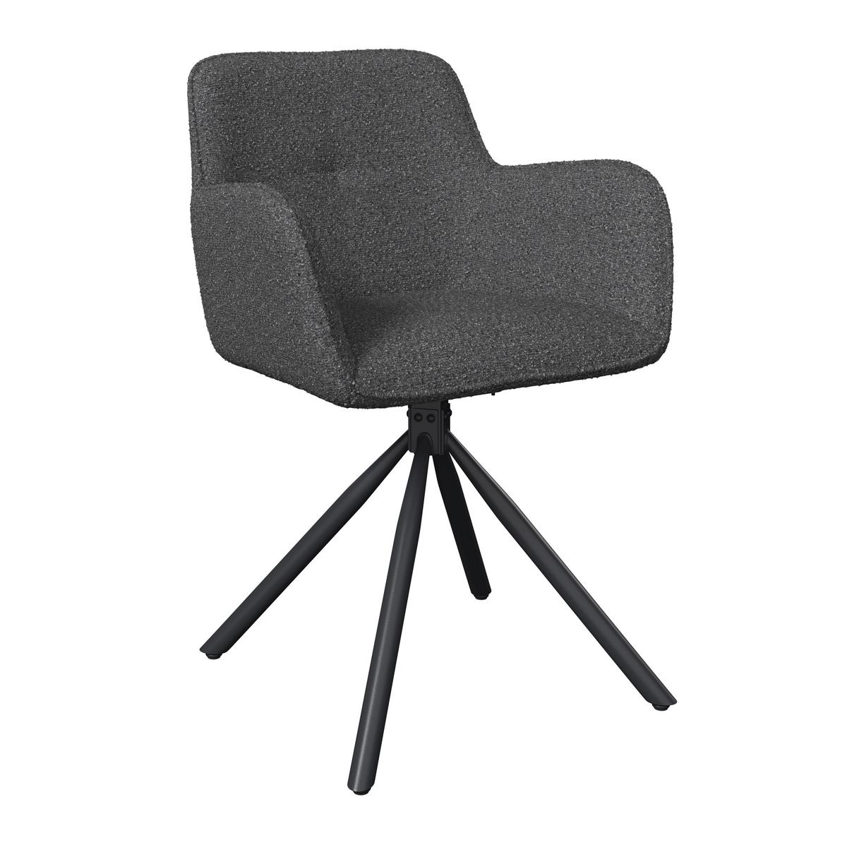 Gartensessel Christian - Dunkelgrau/Schwarz, MODERN, Textil/Metall (74/69/52cm) - Beldano