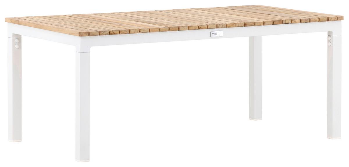 Loungetisch Brasilia - Weiß/Teakfarben, KONVENTIONELL, Holz/Metall (110/60/45cm) - Gardenson