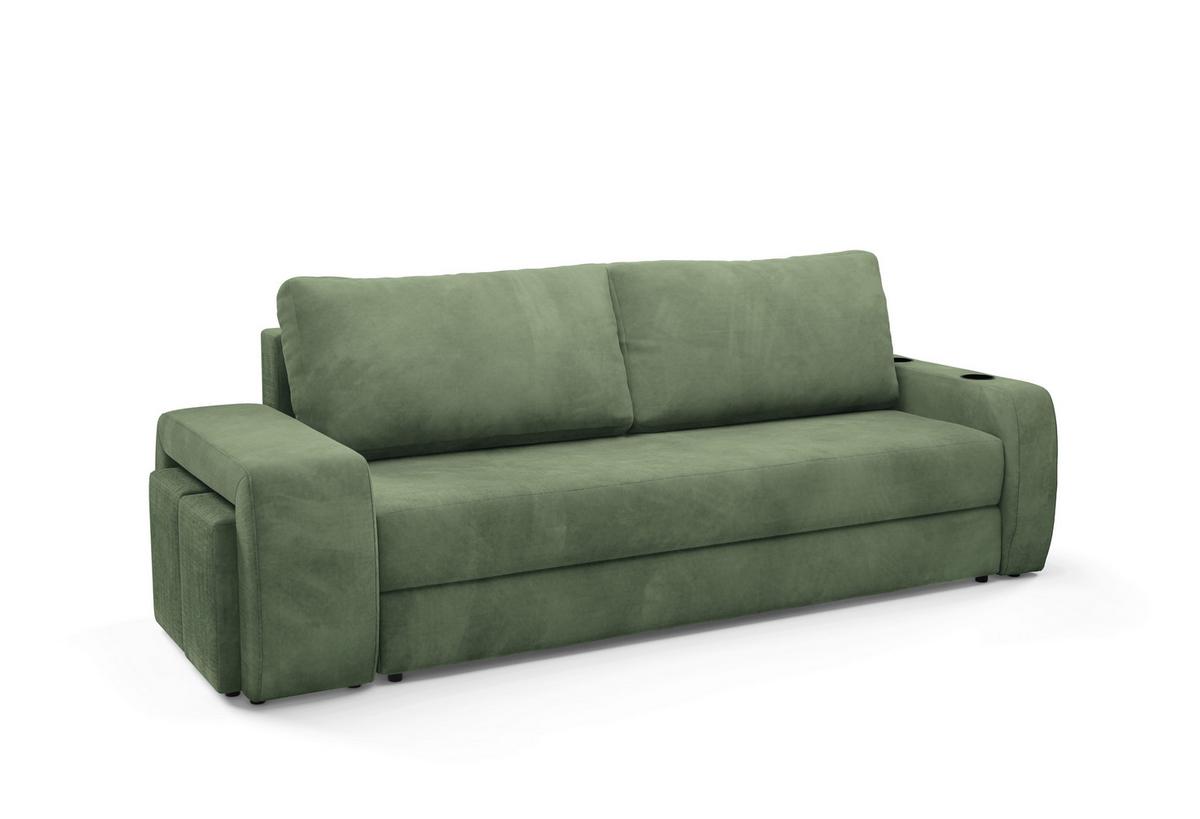 Schlafsofa Ines Grün B: 258cm - Schwarz/Grün, Design, Textil (258/98/95cm) - Livetastic