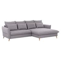 Eckschlafsofa Walter Hellgrau S: 274 cm - Hellbraun/Buchefarben, Design, Textil (274/170cm) - Livetastic