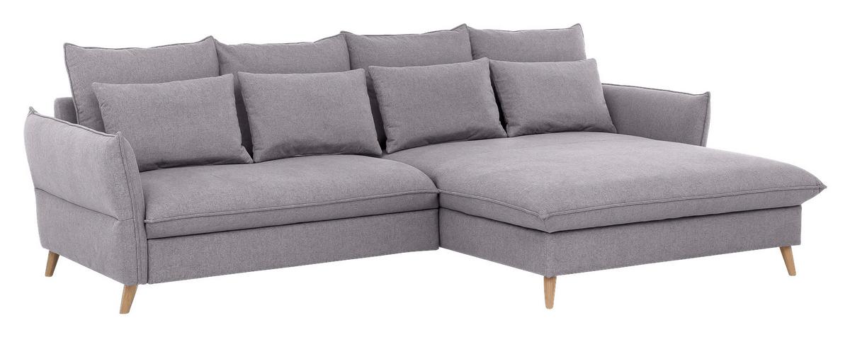 Eckschlafsofa Walter Hellgrau S: 274 cm - Hellbraun/Buchefarben, Design, Textil (274/170cm) - Livetastic