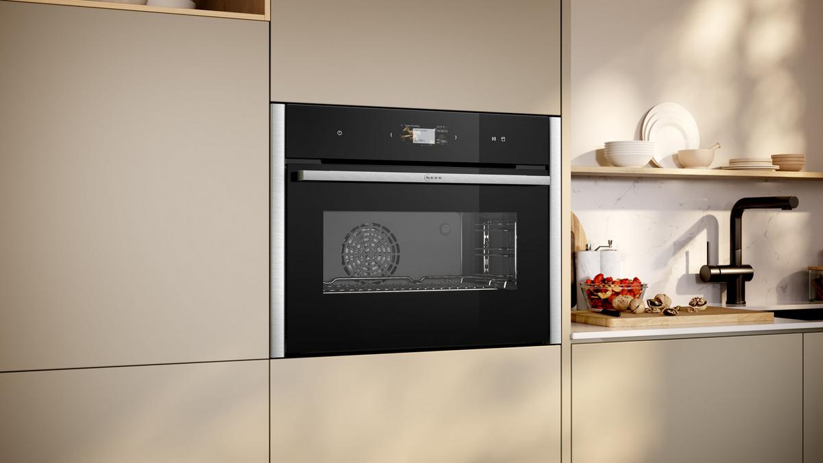 Dampfbackofen C24fs31n0 - Edelstahlfarben/Schwarz, MODERN, Glas (59,6/45,5/54,8cm) - Neff