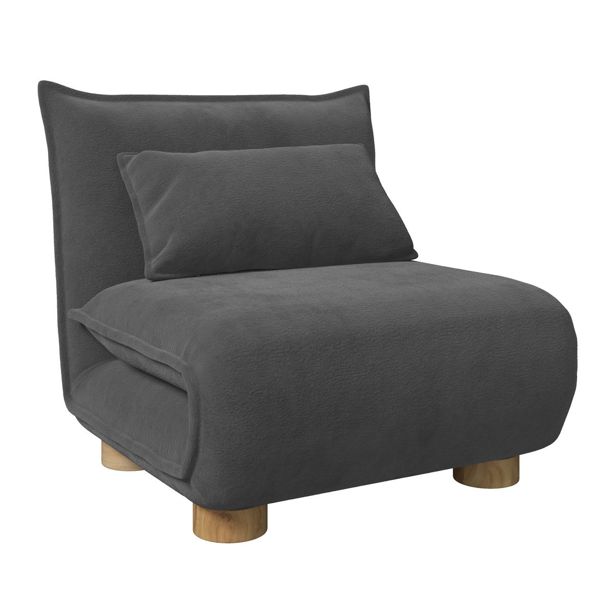 Rozkladacie kreslo BELLA, tmavosivá, max. 120 kg - prírodná farba/tmavosivá, Modern, kov/drevo (85/76/84cm) - Bessagi Home