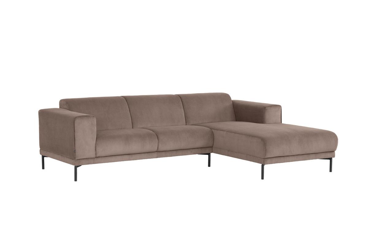 Ecksofa Erno Taupe S: 262 cm - Taupe/Schwarz, Design, Textil (262/183cm) - MID.YOU