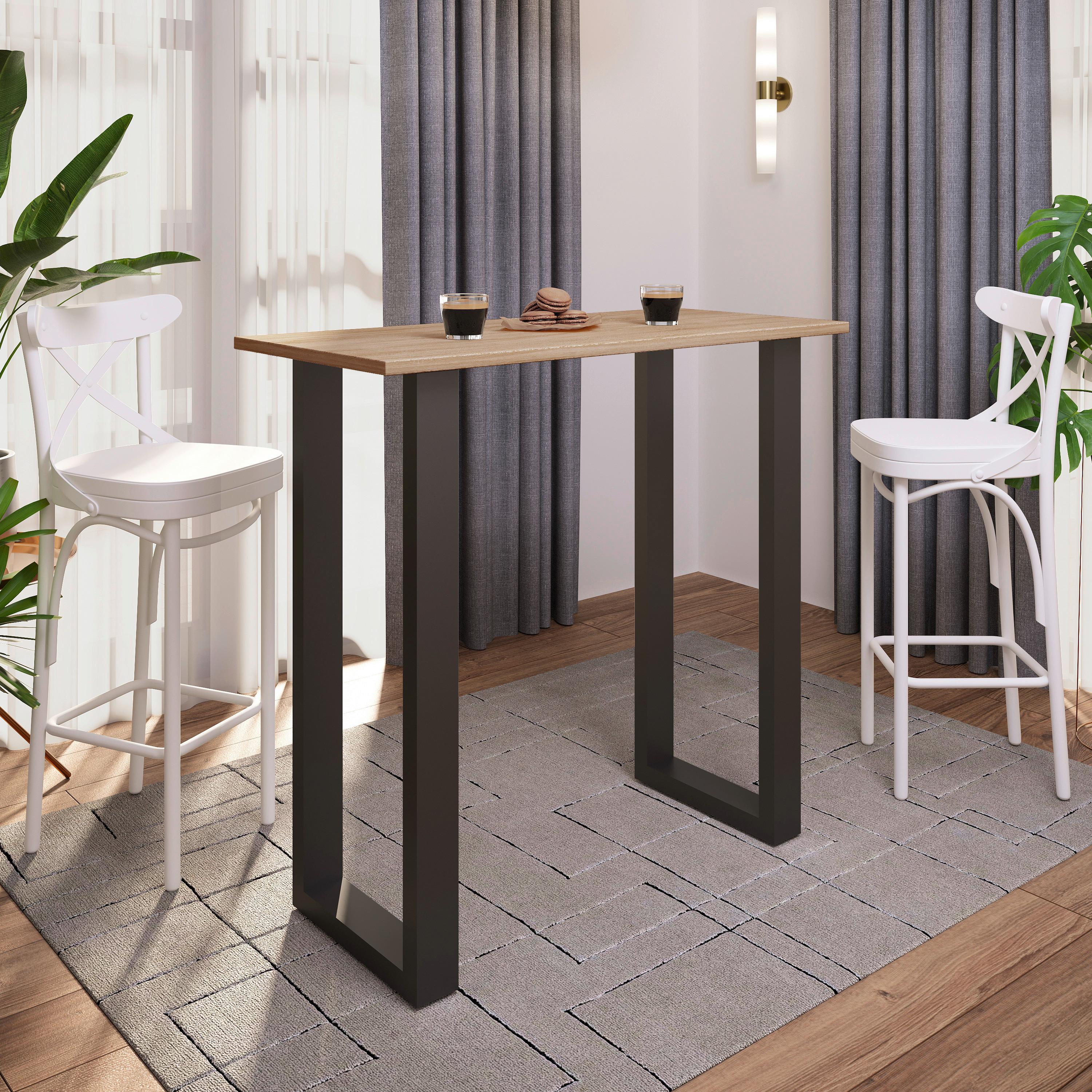 Bartisch Xona B 110x50 - Schwarz/Sonoma Eiche, KONVENTIONELL, Holzwerkstoff/Metall (110/102/50cm)