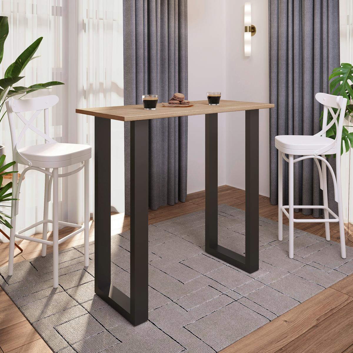 Bartisch Xona B 110x50 - Schwarz/Sonoma Eiche, KONVENTIONELL, Holzwerkstoff/Metall (110/50/102cm)