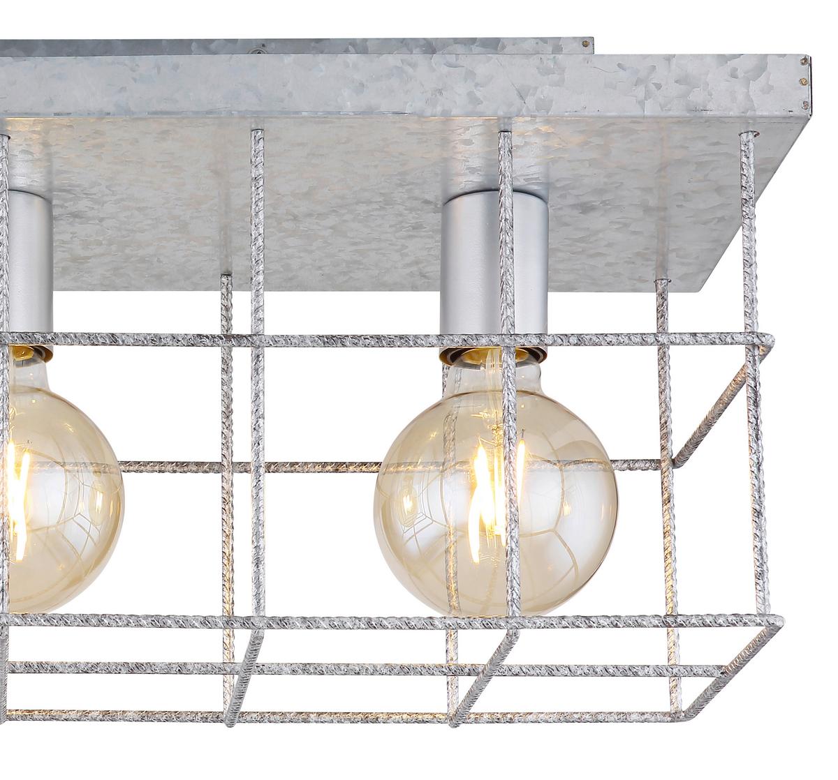 Deckenleuchte Merril L: 60 Cm 3-Flammig Aus Stahl - Zinkfarben, Design, Metall (60/20/25,8cm) - Globo